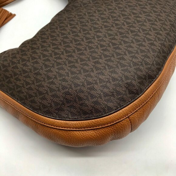 Michael Kors Brown Monogram Canvas Lydia Hobo Shoulder Bag - Picture 9 of 10